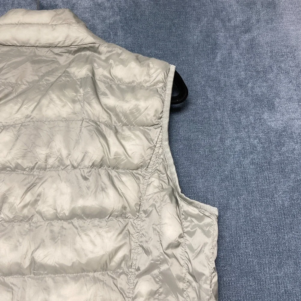 32 Degrees Heat Down Puffer Vest Womens L Gray Nylon Full Zip Mock Neck Casual